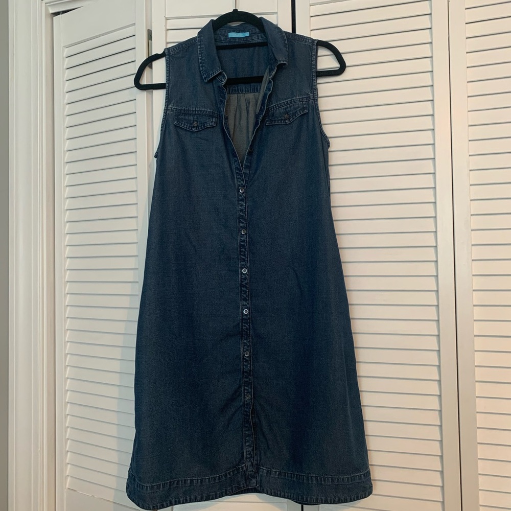 J. McLaughlin Evan Sleeveless Shirt Collar Denim Tunic Dress Sz Medium